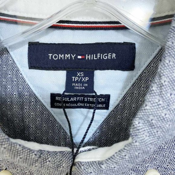 NWT M L XL Mens Tommy Hilfiger Regular Fit Micro Print Shirt 78J9427 460 - Picture 4 of 7